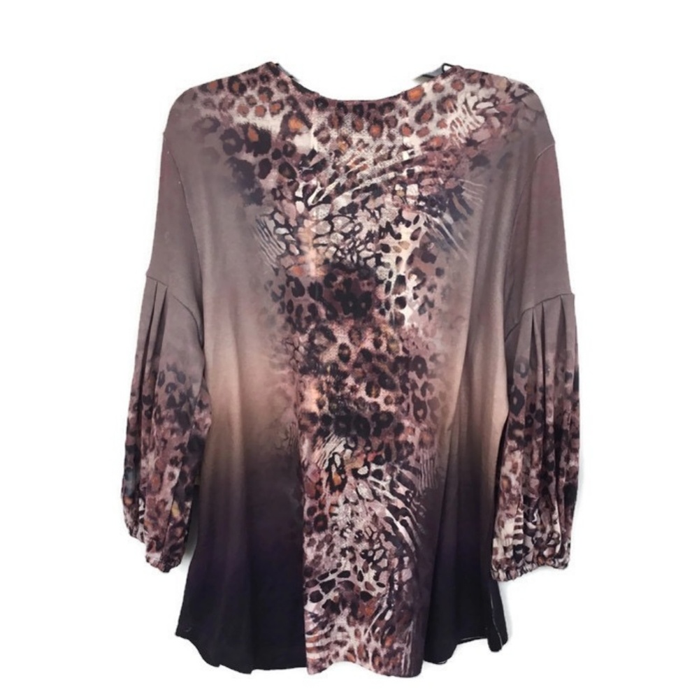 Top Women's One World L Large Gray Taupe Knit NWT - Picture 3 of 8